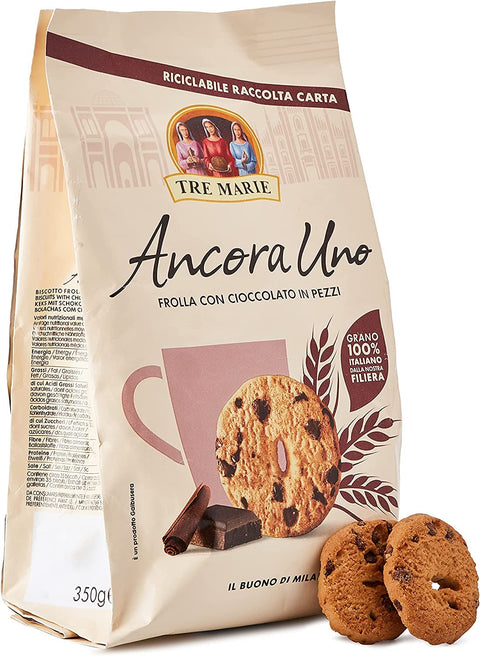 Tre Marie Kekse Tre Marie Ancora Uno Frolla con cioccolato in pezzi Kekse mit Schokoladenstücken 350g cookies biscuits 100% Italienische Kekse 300g