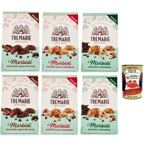 Tre Marie Snack Kuchen & Backwaren Tre Marie biscotti, i morbidi Testpaket, Schokolade und Kakaobohnen biscuits Kekse 6x 300 g Original italienisch inkl. Italian Gourmet Polpa 400g 8002190006802