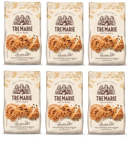 TreMarie Tre Marie Ancora Uno Frolla con Caramello Salato e Cioccolato Kekse mit Gesalzenem Karamell und Schokolade Packung 315 g 6x italienisch Original