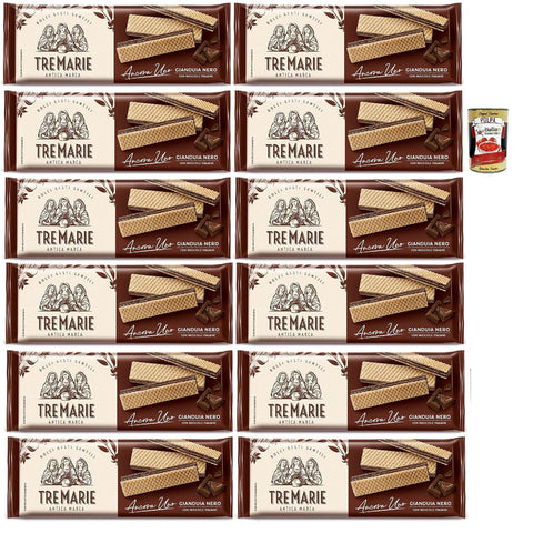 Tre Marie Ancora Uno Wafer Gianduia Nero mit Gianduja Creme Produkt erhalten von Piemont Haselnuss IGP 12x140g Original italienisch Gebäck
