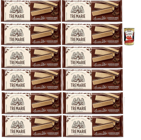 Tre Marie Ancora Uno Wafer Gianduia Nero mit Gianduja Creme Produkt erhalten von Piemont Haselnuss IGP 12x140g Original italienisch Gebäck