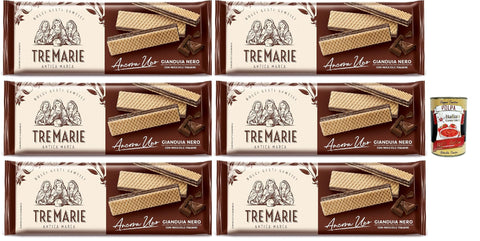 Tremarie Ancora Uno Wafer Gianduia Nero mit Gianduja Creme Produkt erhalten von Piemont Haselnuss IGP 6x 140 g italienisch Original