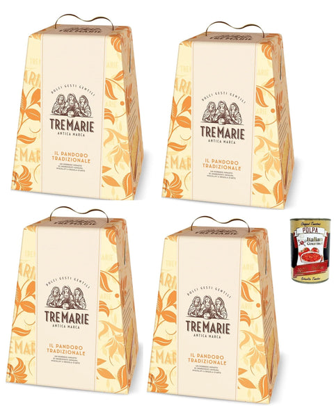 TreMarie Snack Kuchen & Backwaren Tre Marie Il Pandoro tradizionale, weiche mit feiner französischer Butter 4x 750g + Italian gourmet polpa 400g 8004205030284