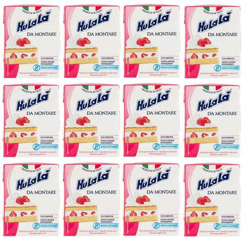 Trevalli 12x Hulalà Panna da montare zuccherata gesüßtes Süßwarenprodukt Sahne zu montierendes 200 ml laktosefrei und frei von gehärtetem Fett Italienisches