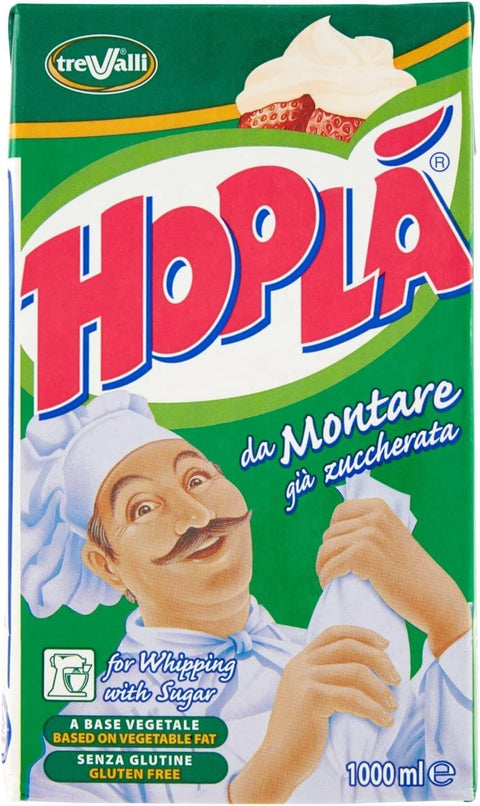 Trevalli Hopla Panna da montare e per cucina Sahne zum Kochen Gluten-frei basierend auf pflanzlichen Fetten 1000ml 6x Original italienisch