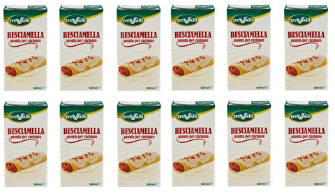 Trevalli Besciamella U.H.T langlebige Klassisches Italienisches Bechamel Sauce bereit zum Kochen natürliche Zutaten 500 ml 12x italienisch Original Pastasauce