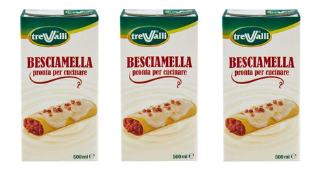 Trevalli Besciamella U.H.T langlebige Klassisches Italienisches Bechamel Sauce bereit zum Kochen natürliche Zutaten 500 ml 3x italienisch Original Pastasauce