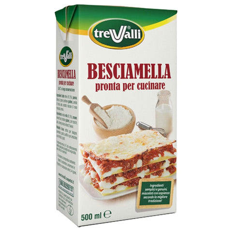 Trevalli Besciamella U.H.T langlebige Klassisches Italienisches Bechamel Sauce bereit zum Kochen natürliche Zutaten 500 ml italienisch Original Pastasauce