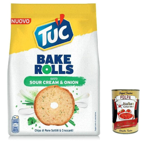 Tuc Bake Rolls, dünne und knusprige Brotchips mit Sauerrahm und Zwiebelgeschmack 150 g italienisch Original