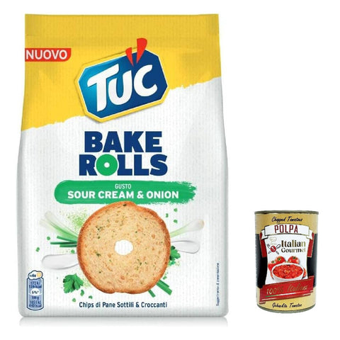 Tuc Bake Rolls, dünne und knusprige Brotchips mit Sauerrahm und Zwiebelgeschmack 150 g italienisch Original