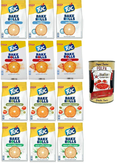 Tuc Chips Tuc Bake Rolls, Chips di Pane Sottile e Croccante Testpaket, Im Ofen gebackene, dünne und knusprige Brotchips 12x 150 g 5201360660742