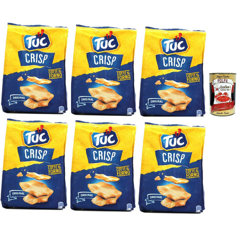Tuc Crisp Gusto Original Knuspriges Blätterteiggebäck auf der Basis von im Ofen gegarten Kartoffeln chips mit 100% italienischem Weizen 6x100 g italienisch