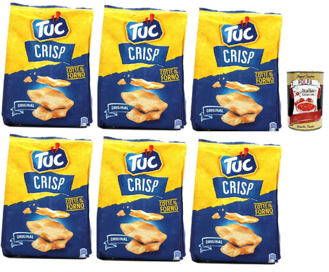 Tuc Chips Tuc Crisp, Gusto Original, Knuspriges Blätterteiggebäck auf der Basis von im Ofen gegarten Kartoffeln chips mit 100% italienischem Weizen, 6x 100 g + Italian Gourmet polpa 400g 7622210630803