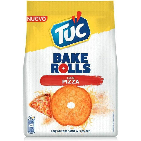 Tuc Bake Rolls dünne und knusprige Brotchips mit Pizzageschmack 150 g 6x italienisch Original Kekse