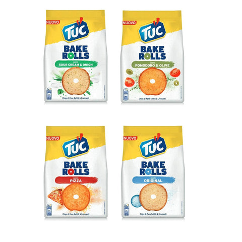 Testpaket Tuc Bake Rolls, dünne Knusperbrötchen 4x150 g italienisch Original Kekse