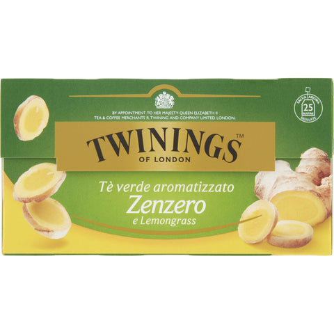 Twinings GINGER GREEN TEE ZENZERO TE GREEN AND LEMONGRASS 25 FILTERS Original italienisch