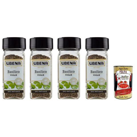 Ubena Basilico Spinat Ubena Basilico in foglie Sminuzzato Gehackte Basilikumblätter 4x12 gr Spinat italienisch Original 8032804040014