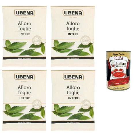UBENA Knoblauch UBENA Foglie di Alloro Intere Ganze Lorbeerblätter 4x 7gr Original italienisch inkl. Italian Gourmet Polpa 400g 8032804040014