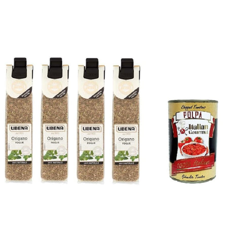 Ubena Origano Oregano Ubena Origano in Foglie Oreganoblätter, 100% natürlich, 4x 7gr Beutel im Clipformat Original italienisch inkl. Italian Gourmet Polpa 400g 8032804040014