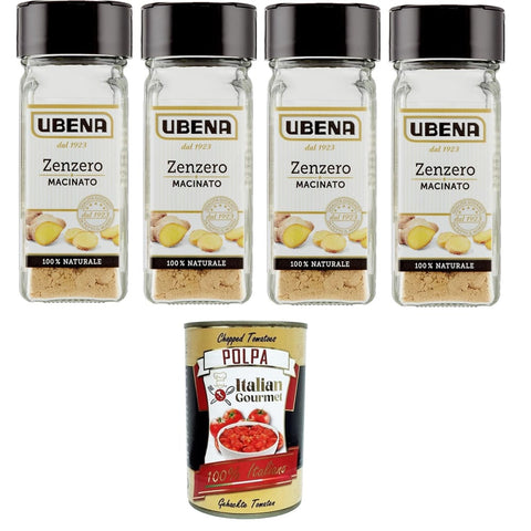 Ubena Zenzero Rosmarin Ubena Zenzero Macinato,gemahlener Ingwer, angenehm würzig, ideal zum Würzen von Salaten, Aufgüssen, Saucen und exotischen Gerichten, 4x 25 g Glasformat italienisch Original 8032804040014