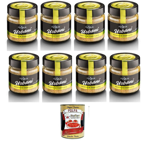 Urbani Sugo Pronto Pesto Urbani Sugo Pronto Pesto e Tartufi Fertige Pesto- und Trüffelsauce 8x130gr Original italienisch inkl. Italian Gourmet Polpa 400g 8032804040014