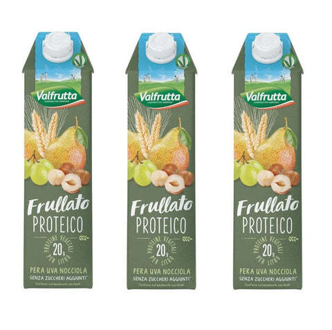 Valfrutta Fruchtsaft 3x Valfrutta Frullato Proteico Frullato proteico pera, uva e nocciola Birnen-, Trauben- und Haselnuss-Protein-Smoothie 1000 ml 8001440134524