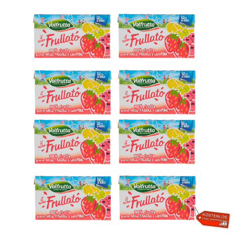 Valfrutta Fruchtsaft 8x Valfrutta Frullato Mela,fragola e lampone 100 % Frucht-Smoothie mit Apfel-Erdbeer- und Himbeergeschmack, 3 x 125 ml 8001440126987