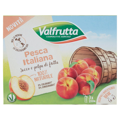 Valfrutta Fruchtsaft 8x Valfrutta Pesca Italiana Succo e polpa di frutta 3x200 ml 8001440002946