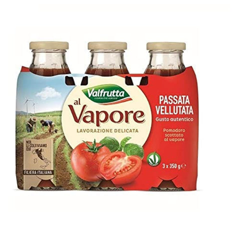 Valfrutta Tomatensauce Valfrutta al vapore Passata di Pomodoro gedämpf Tomatenpaste sauce 3 x 350g italienisch Original 8014259003165