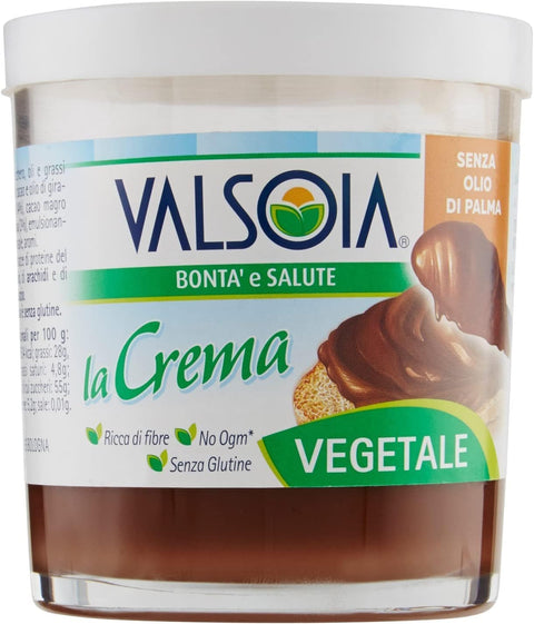 Valsoia Streichcreme Crema mit Haselnuss und fettarmem Kakao für Veganer 6x 200g Original italienisch