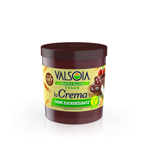Valsoia La Crema die vegane Aufstrichcreme mit Haselnüssen, Kakao und Soja Schokocreme ohne Zuckersatz 200 g italienisch Original