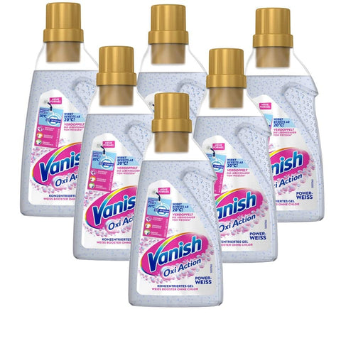 Vanish Oxi Action Powerweiss Gel – 6 x 750 ml Fleckenentferner und Wäsche Booster Gel ohne Chlor – Für weiße Wäsche italienisch Original
