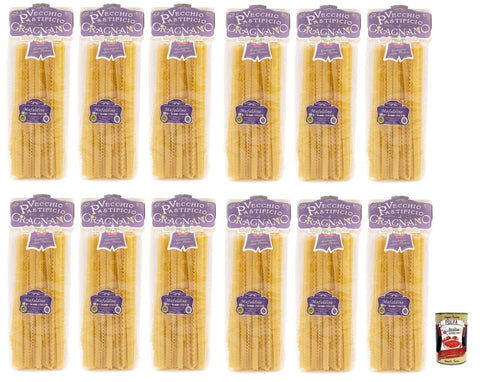 Vecchio pastificio di Gragnano Nudeln & Pasta 12x Il Vecchio Pastificio di Gragnano Pasta Mafaldine,Gragnano IGP-Nudeln aus Hartweizengrieß von höchster Qualität 500g + Italian Gourmet Polpa di Pomodoro 400g Dose 8033406260053