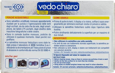 Vedo Chiaro 0 Vedochiaro Occhiali Glasreiniger 16 Tücher Brillenreinigung Brillenreiniger 12 Packungen + Italian Gourmet polpa 400gr 8002340004818
