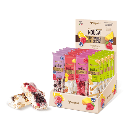 Vergani Bonbon Vergani Nougat torroni assortiti Frutta Verschiedene Nougats Box 20x100gr