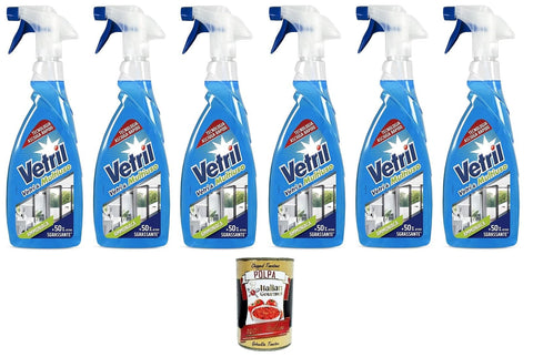 Vetril Oberflächenreinigungsspray mit Ammoniak entfettende Wirkung und Glanz ohne Spuren 6x 650 ml italienisch Original