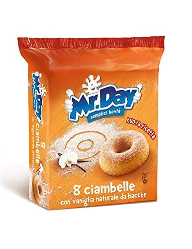 Vicenzi Mr. Day 8 Ciambelle Kuchen brioche Natürliche Vanille Donuts 304 g Abgepackte Gebäckstücke italienisch Original