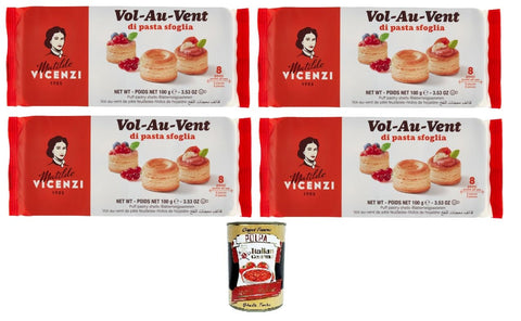 Vicenzi Abgepackte Gebäckstücke Matilde vicenzi vol-au-vent di pasta sfoglia Blätterteig 4x100 g+ Italian Gourmet polpa 400g 8000350002138