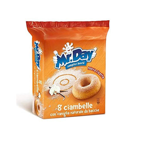 Vicenzi Abgepackte Gebäckstücke Vicenzi Mr. Day 8 Ciambelle Kuchen brioche Natürliche Vanille Donuts 304 g Abgepackte Gebäckstücke italienisch Original 8033102690727