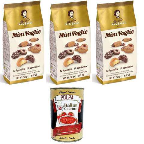 Vicenzi Matilde Vicenzi Mini voglie Assortite Verschiedene Kekse 3x250 g italienisch Original + gratis polpa 400 g