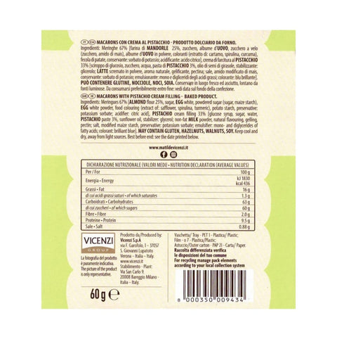 Vicenzi Kekse 12x Vicenzi Macaron al Pistacchio Pistazien-Macaron 60gr
