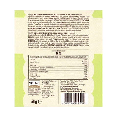 Vicenzi Kekse 12x Vicenzi Macaron al Pistacchio Pistazien-Macaron 60gr