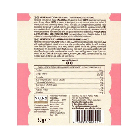 Vicenzi Kekse 12x Vicenzi Macaron alla Fragola Erdbeer-Macaron 60gr
