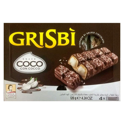 Vicenzi Grisbi Coco con Cocco snack mit Milchcreme bedeckt mit Schokolade und Kokosnuss ( 3x 120g + 4 x 30g italienisch Original