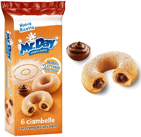Vicenzi Mr. Day Ciambelle con crema al cioccolato Donuts mit Schokoladencreme Kuchen brioche abgepackte Snacks 6x 288g italienisch Original