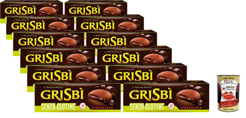 Vicenzi Kekse Grisbì Senza Glutine Cioccolato, Glutenfreie Kekse von Kakao -Shortcrust -Gebäck, gefüllt mit Schokoladencreme, ideal für Snacks oder Snacks, 12 Packungen, 1.800 g + Italian Gourmet polpa 400g 8000350005771