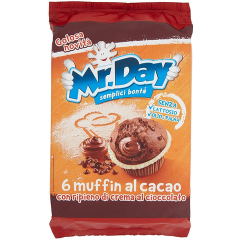 Vicenzi Mr. Day 6 Muffin al cacao con ripieno di crema al cioccolato Kakao Muffins mit Schokoladencremefüllung 6x 252g italienisch Original