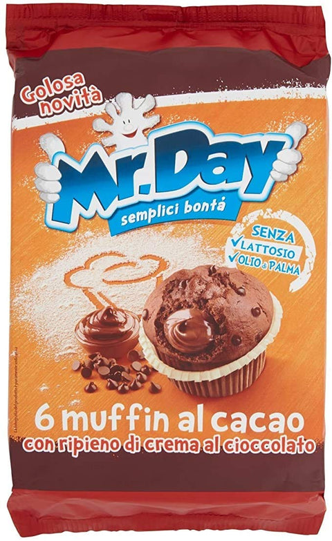 Vicenzi Mr. Day 6 Muffin al cacao con ripieno di crema al cioccolato Kakao Muffins mit Schokoladencremefüllung 6x 252g italienisch Original