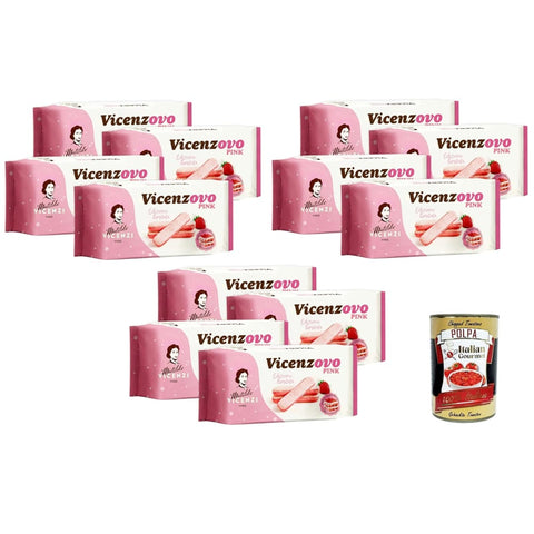 Vicenzi Pfannkuchen Vicenzi Vicenzovo Pink Savoiardi alla Fragola, Rosa Erdbeere Savoiardi, limitierte Auflage, 12x200 g italienisch Original 8032804040014