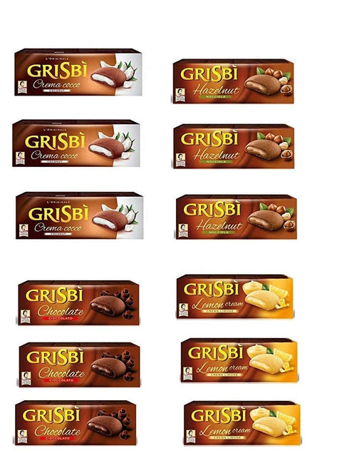 Vicenzi Riegel TESTPAKET Vicenzi Grisbi Zitrone-Haselnuss-Schokolade-Kokosnuss ( 12 x 150g ) 8000350005849